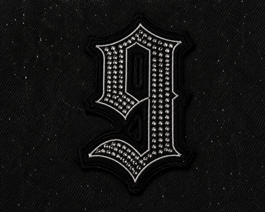 The Nine9 Inferno Rhinestone Oversized Denim Shorts (Obsidian Black)