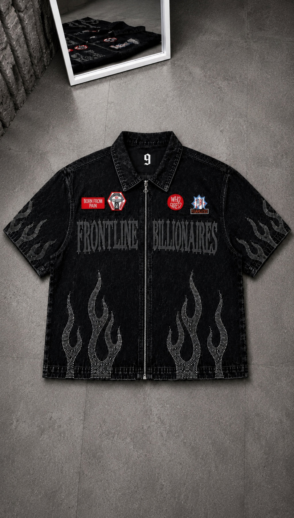 NINE9 VINTAGE DENIM ZIP SHIRT