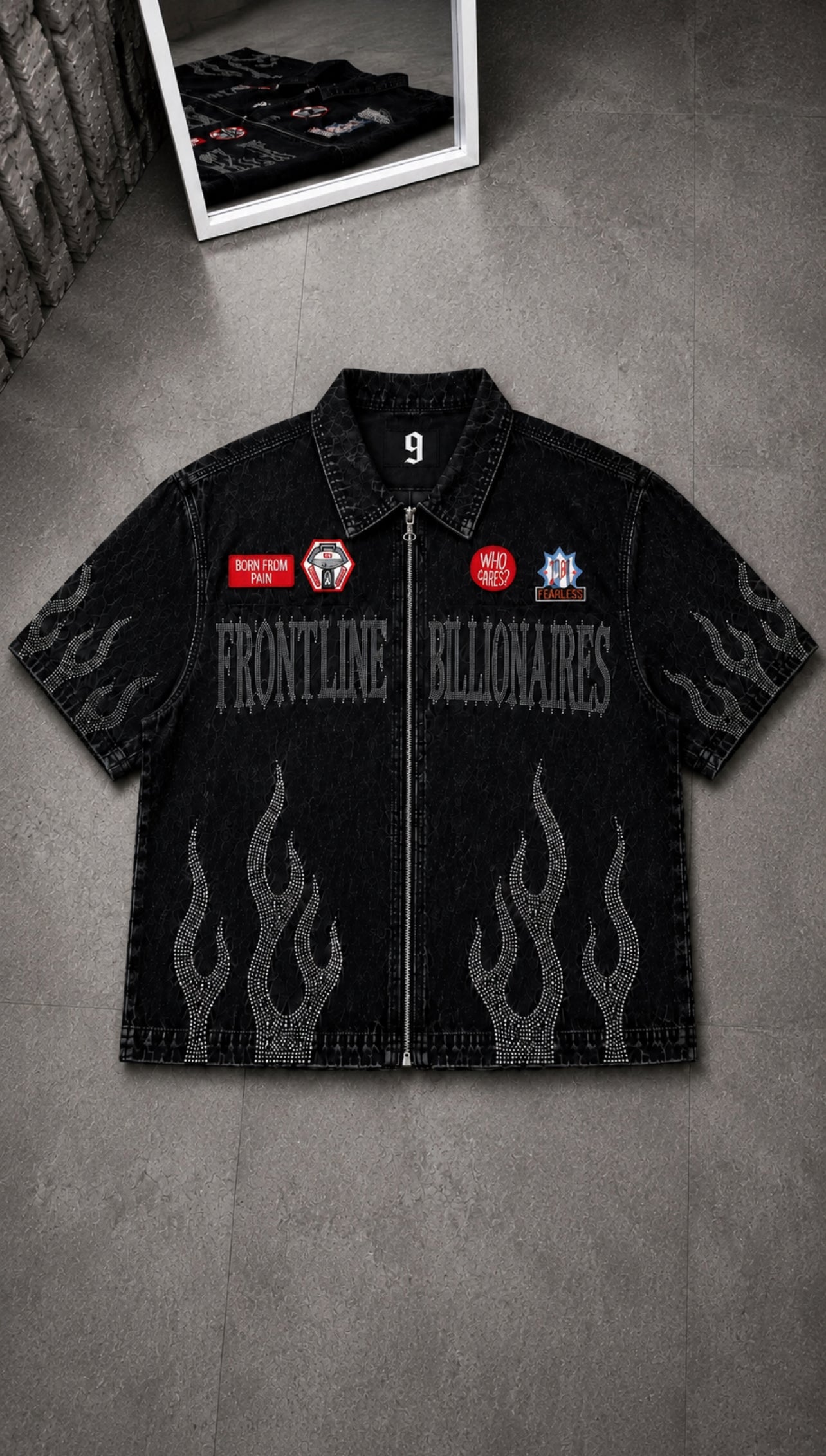 NINE9 VINTAGE DENIM ZIP SHIRT