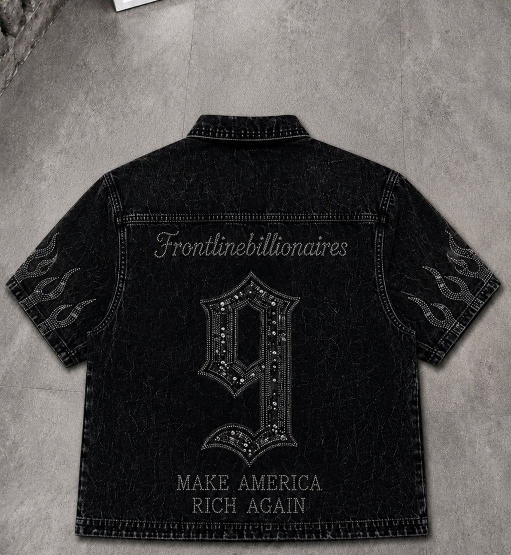 NINE9 VINTAGE DENIM ZIP SHIRT