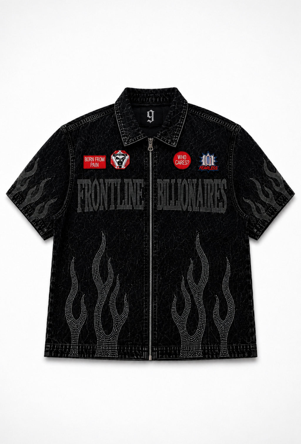 NINE9 VINTAGE DENIM ZIP SHIRT